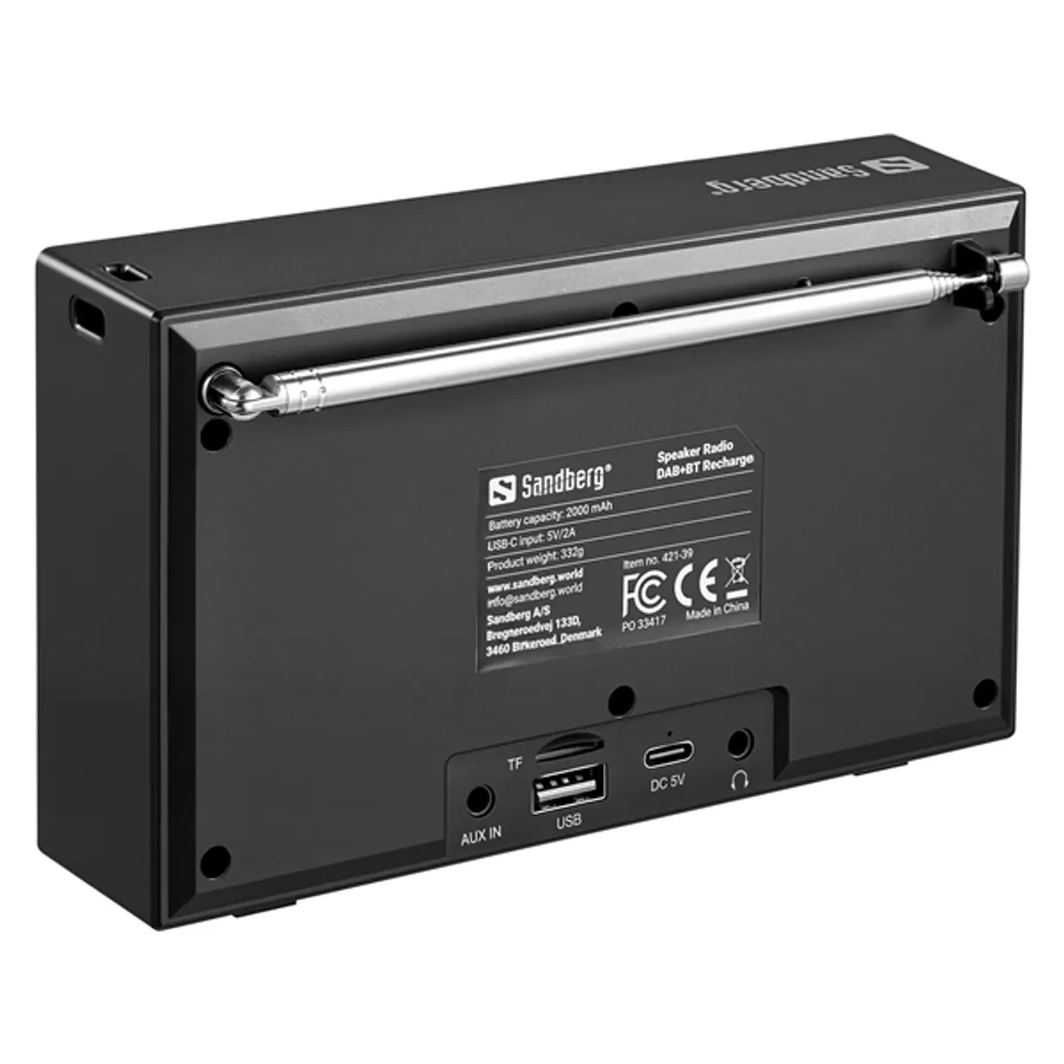 Sandberg 421-39 Rádió DAB BT Recharge 3W RMS FM 57 mm 2.0" TFT USB-C töltés 2000 mAh #4