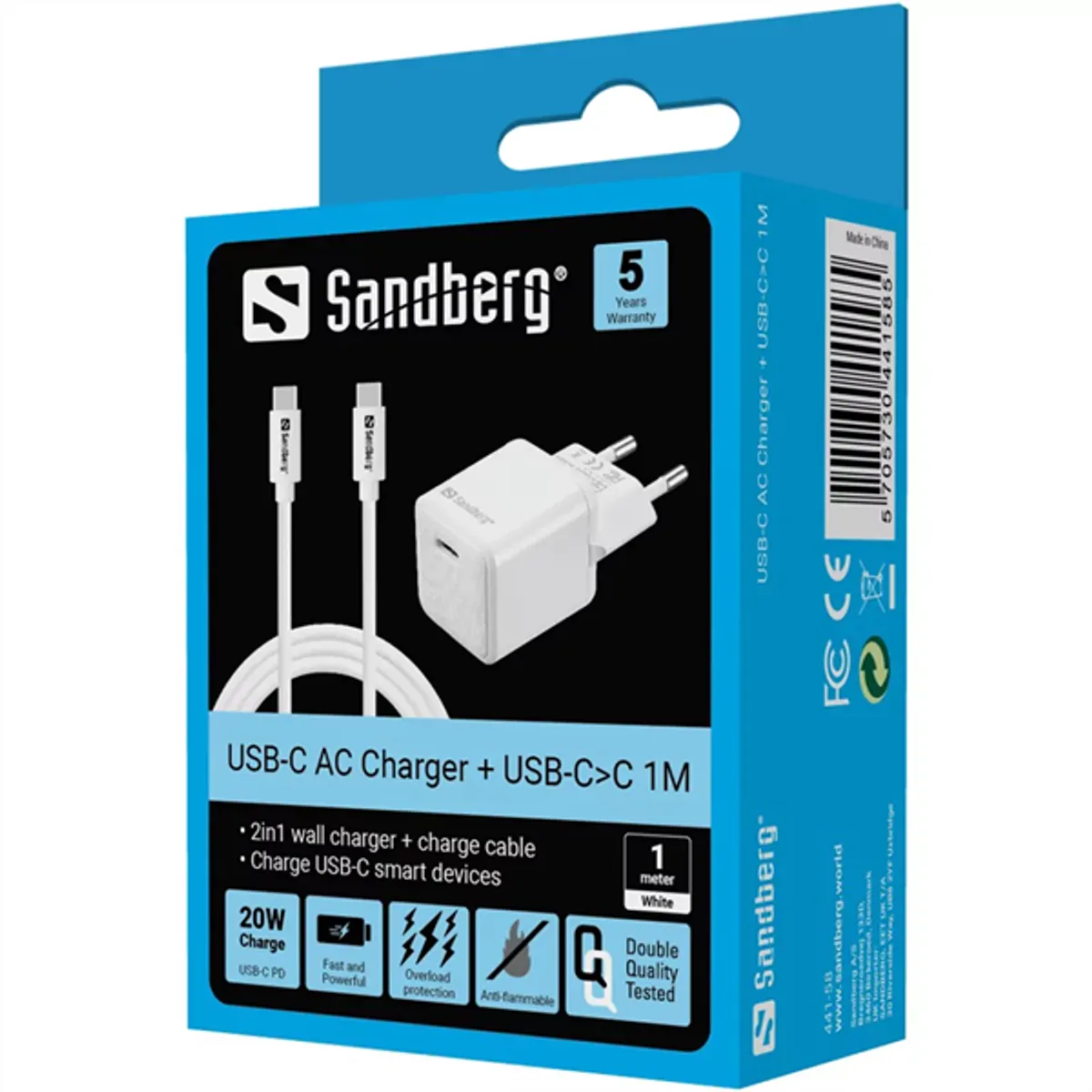 Sandberg 441-58 USB-C töltő 20W PD 2in1 1m USB-C kábel #4