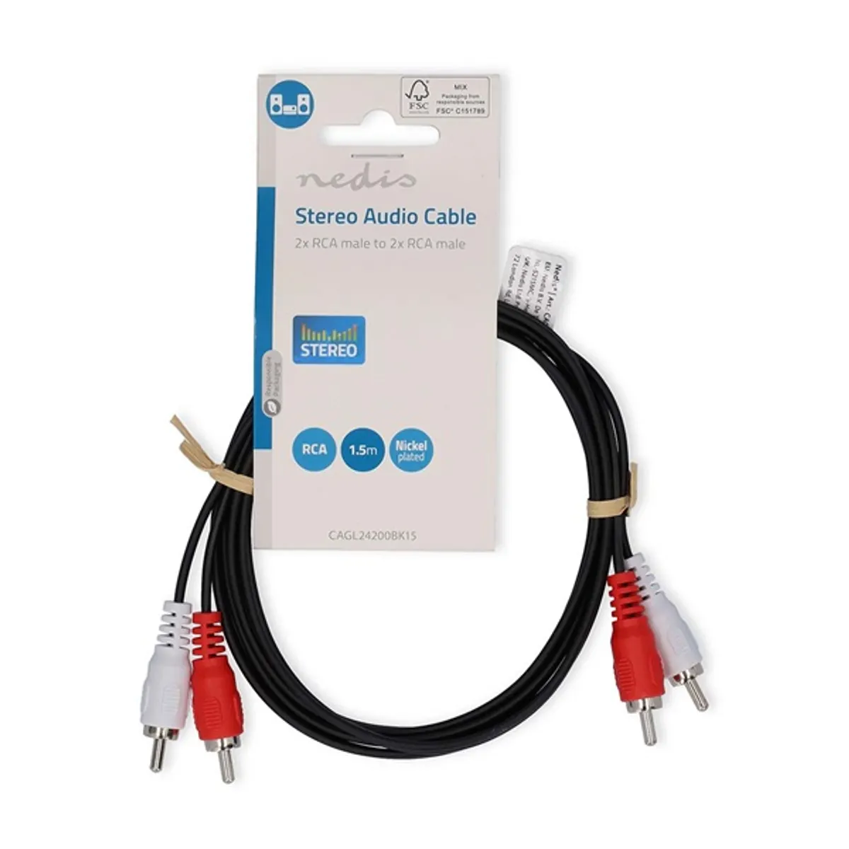 Nedis CAGL24200BK15 sztereó RCA kábel 2x RCA dugó 1.5m #3