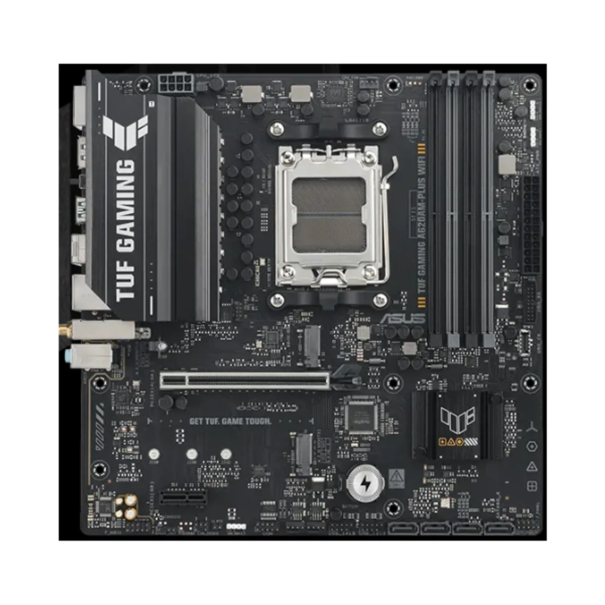 ASUS PCC TUF GAMING A620AM-PLUS WIFI AM5 DDR5 5200MHz 4 memória foglalat mATX PCIe x16 M.2 HDMI DisplayPort 2.5GbE RAID #1
