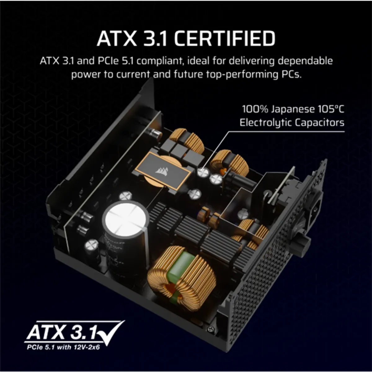 CORSAIR CP-9020271-EU RM1000x moduláris tápegység 1000W ATX 3.1 80 PLUS Gold PCIe 5.1 #3
