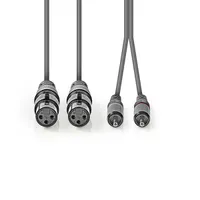 Nedis COTH15230GY15 xlr aljzat 2x - RCA dugó 2x, szimmetrikus audió kábel, 1,5m, sötét szürke
