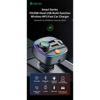 DEVIA ST112513 Smart Series autós gyorstöltő PD 30W QC3.0 2xUSB USB-C 12-24V FM-transmitter BT5.3 memóriás lejátszás #3