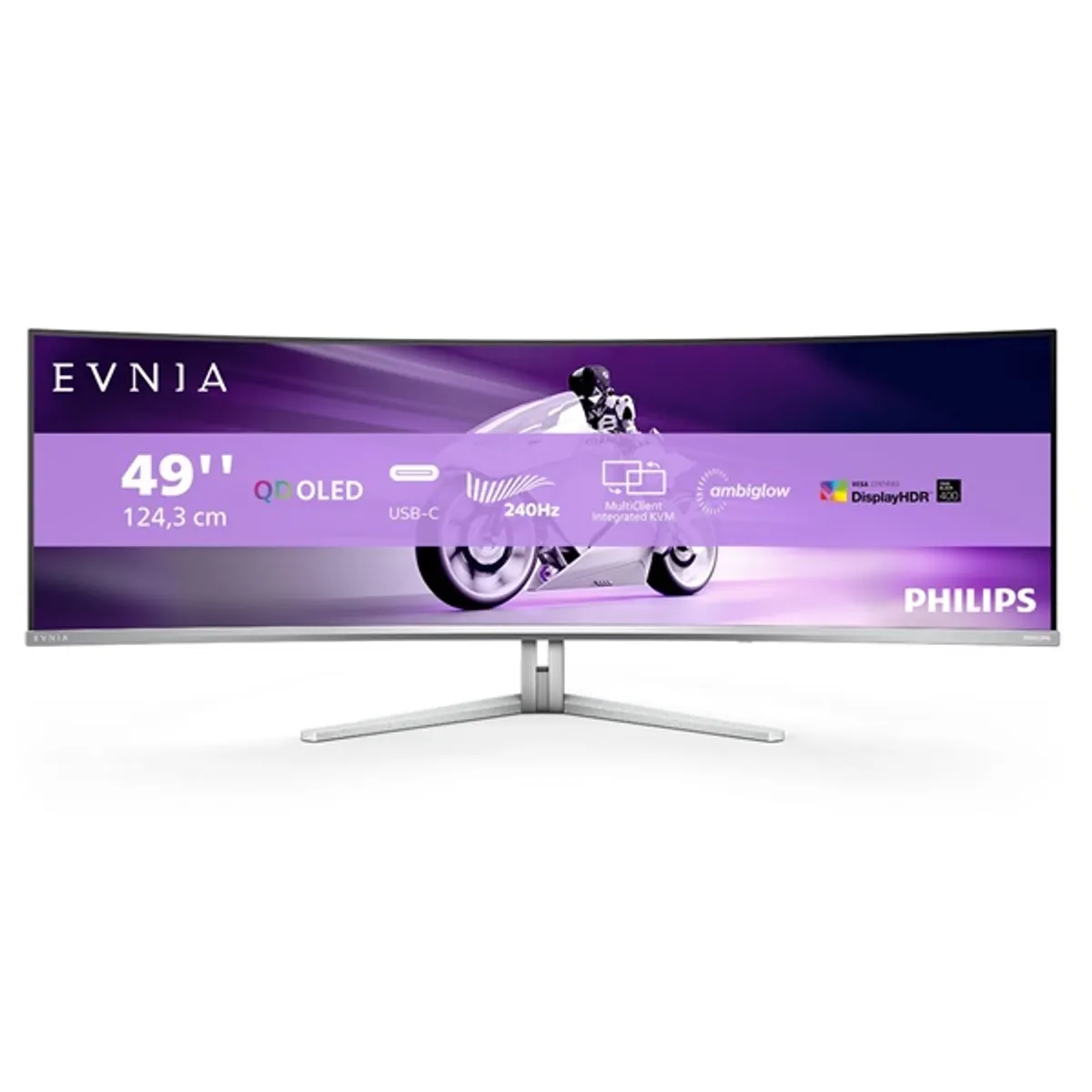 PHI MON 49M2C8900/00 OLED 48,9" 5120x1440 32:9 240 Hz 0,03 ms HDR 1800R 1000 lumen USB-C HDMI DP USB VESA 100x100 #1