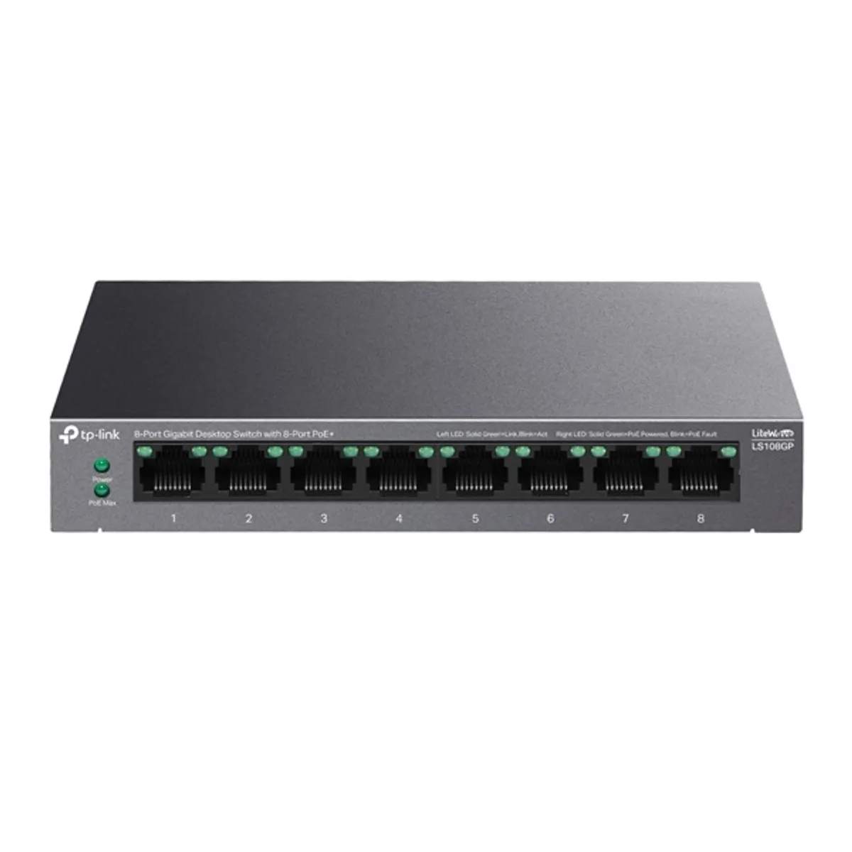 TP-LINK LS108GP LiteWave 8-portos PoE gigabites asztali kapcsoló #1