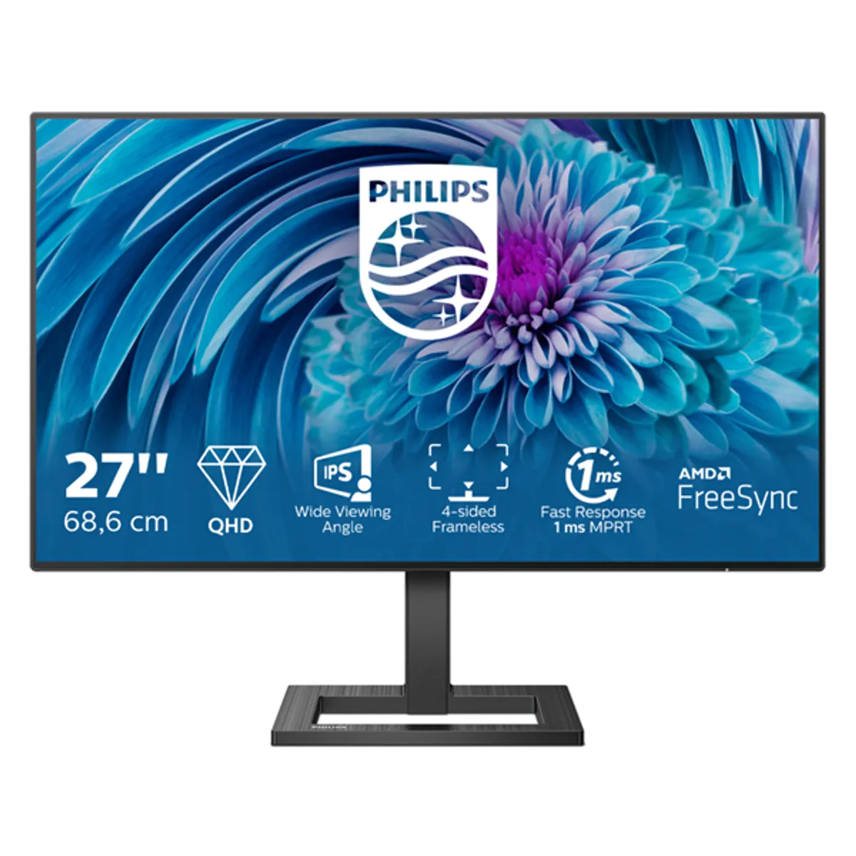 PHI MON 275E2FAE/00 27" IPS monitor 2560x1440 75Hz 1ms Fényerő 350 HDMI DP hangszóró fejhallgató VESA100x100 fekete #1