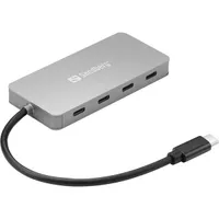 Sandberg 136-41 USB-C 4-portos hub 10 Gbit adatátvitel 15 cm kábel alumínium tokozás DC tápegység opcionális #1