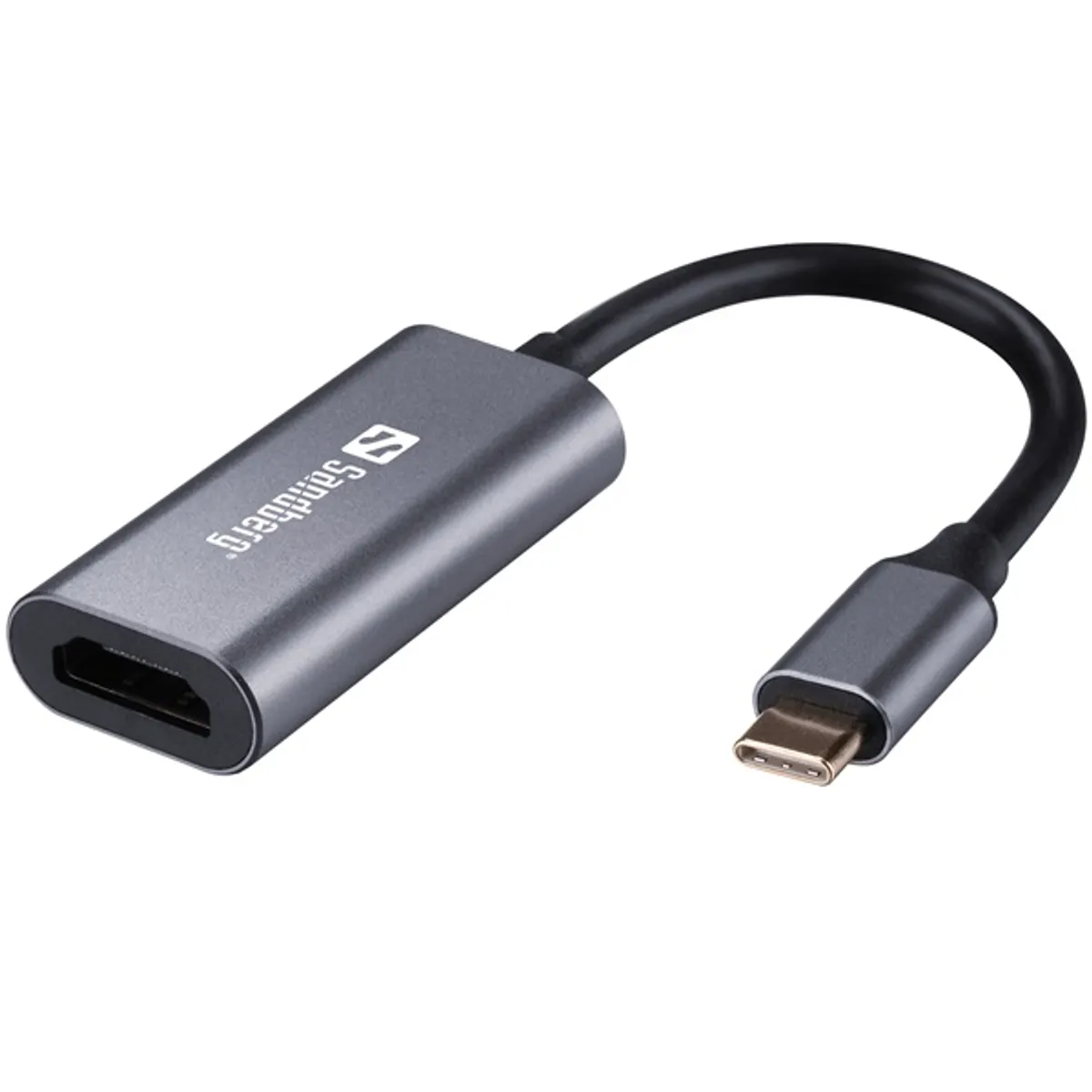 SANDBERG 136-12 usb-c to hdmi átalakító alumínium ház 4k60hz hdmi kimenet usb táplált #1