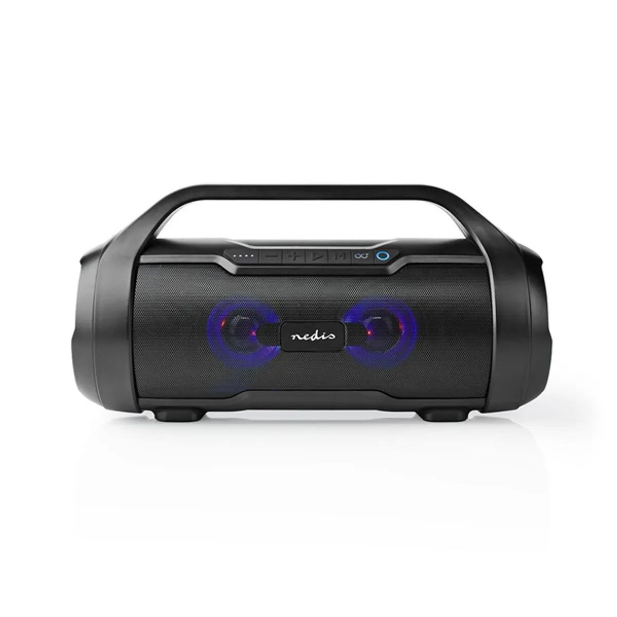 Nedis SPBB310BK Partymagnó Bluetooth 5.0 40 W RMS 120 W csúcs 3000 mAh IPX5 10 m hatótávolság USB AUX microSD fekete #1