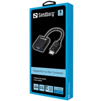 SANDBERG 508-43 DisplayPort-VGA adapter 1x DisplayPort férfi 1x VGA női 20 cm DP 1.2 1080p #2