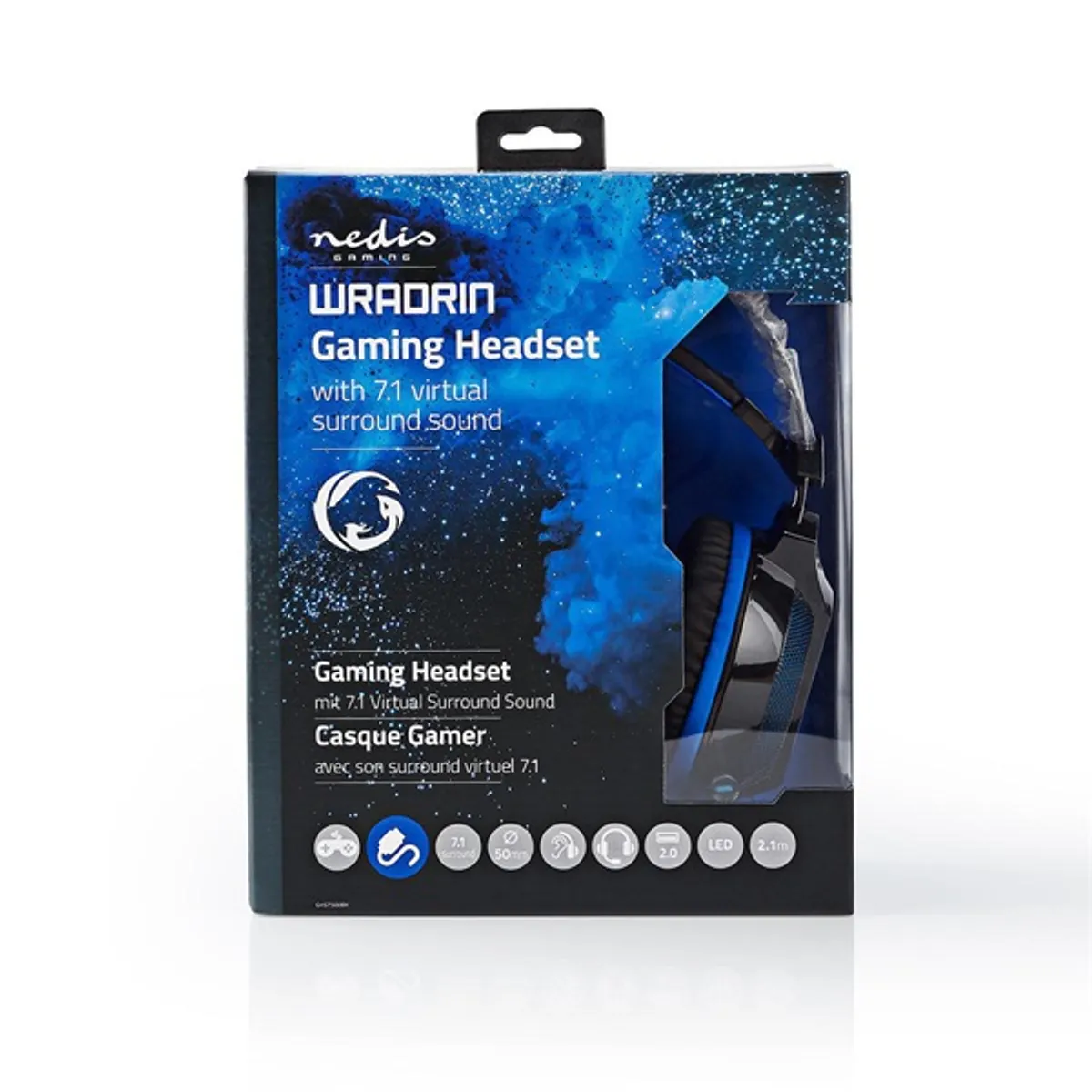 NEDIS GHST500BK Gaming fülhallgató térhatású USB 2,1 m hajlítható mikrofon fekete-kék #8