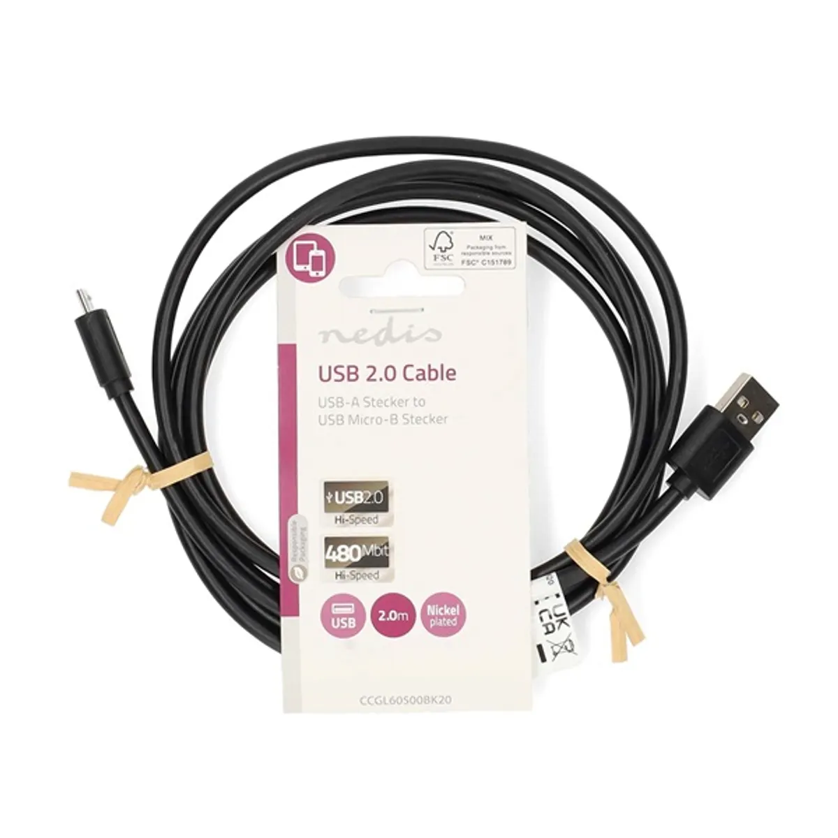 NEDIS CCGL60500BK20 usb kábel 2.0 usb-a usb-micro-b 2m fekete #3