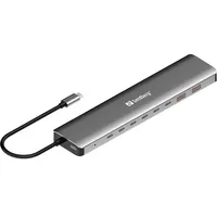 Sandberg 136-80 USB-C hub 8x USB-C és 2x USB-A 100W PD 10Gbps