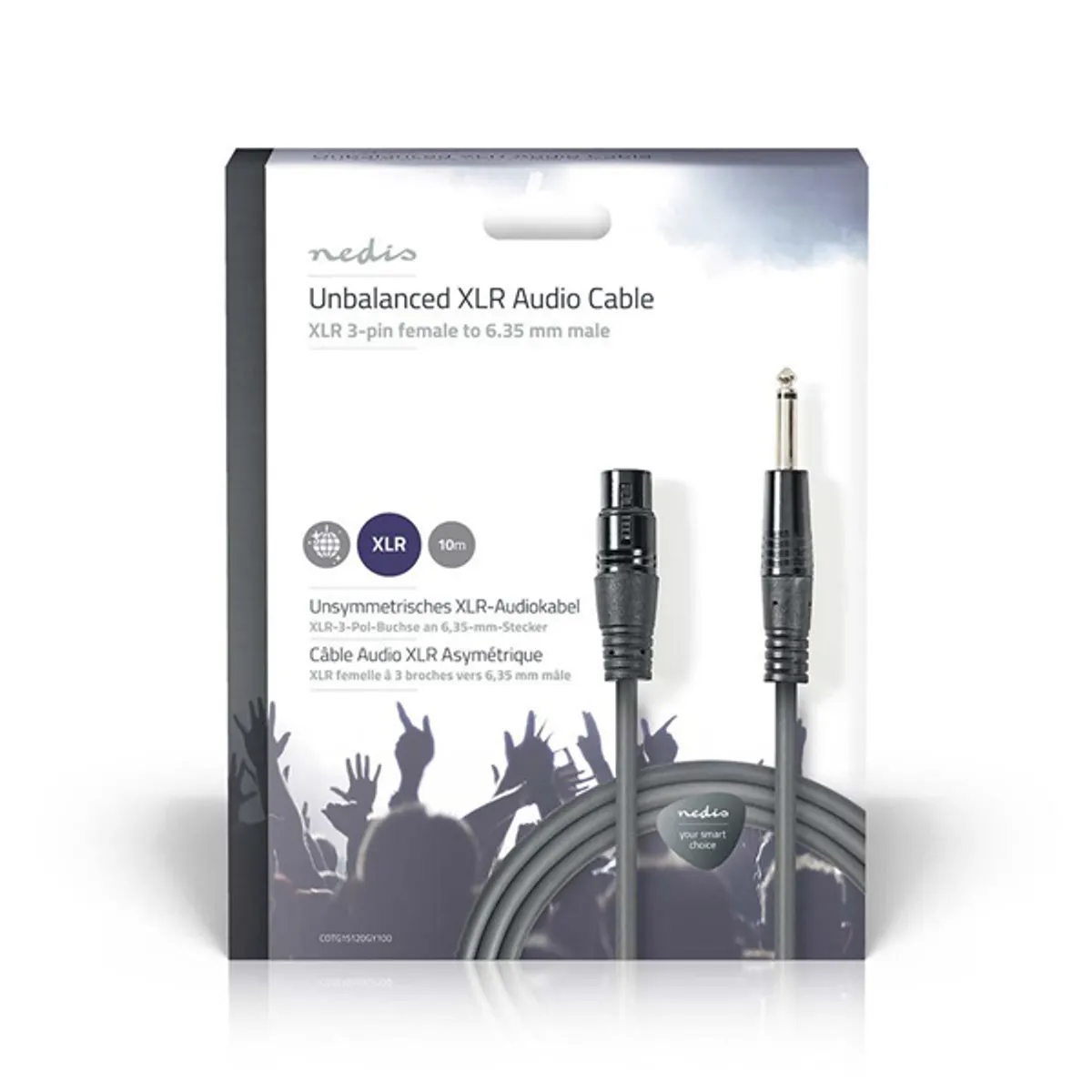 NEDIS COTG15120GY100 XLR-3 6,35 mm audió kábel egyensúlyozatlan 10 m szürke #1