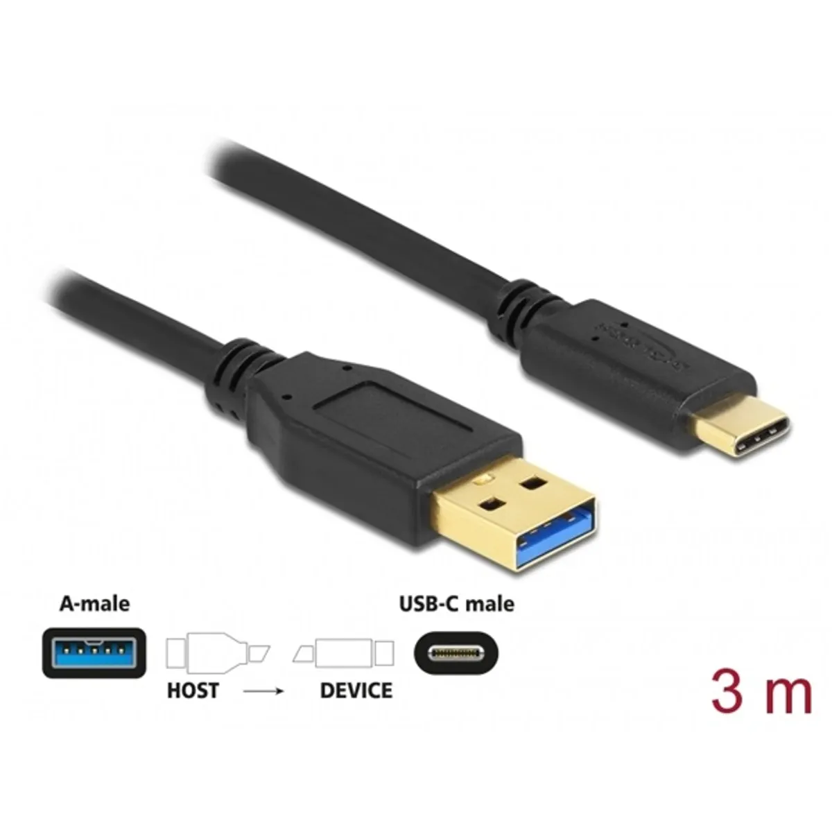 Delock 84006 USB-C USB-A adatkábel 3m fekete #1