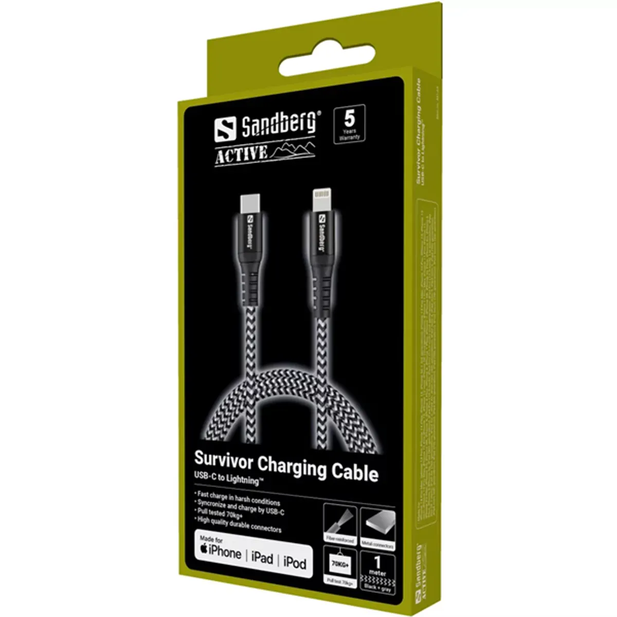 Sandberg 441-55 Survivor USB-C to Lightning kábel 1m PD 20W Kevlar #2