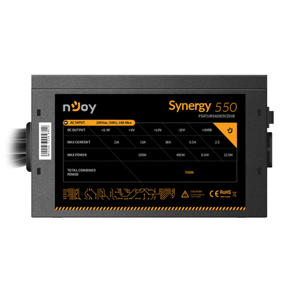 NJOY PSAT1065A20CSCZ01B Synergy 650W 80 Plus White Aktív PFC ATX 150x150x86 120 mm ventilátor Lapos kábelezés 2x PCIe 6-2 5x SATA 3x PATA OVP UVP SCP OPP #2