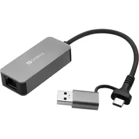 Sandberg 136-68 USB-C-A 2,5 Gbps adapter, RJ45, alumínium tokozás, 15 cm kábel, RTL8156B