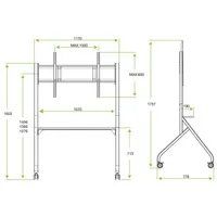 TECHLY ICA-TR53LB gurulós padlóállvány 65-100" fekete kijelzőhöz #2