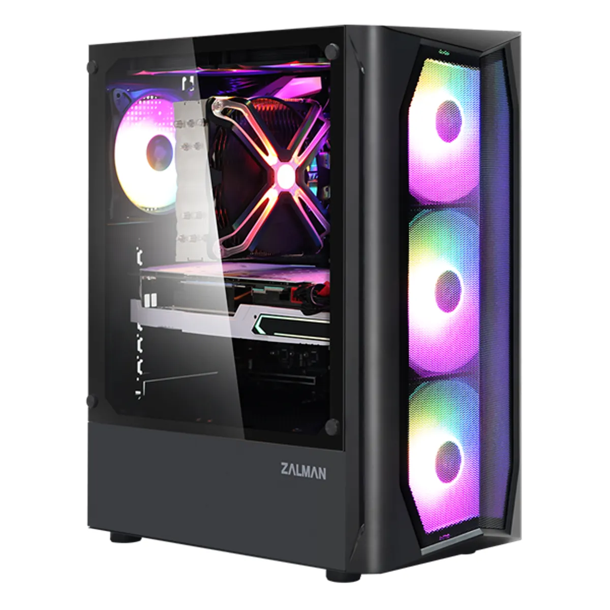 ZALMAN N4 midi ATX fekete-szürke hálós előlappal edzett üveg oldalpanel 6 RGB ventilátor #2