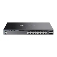 TP-LINK SG6428X Omada 24-portos L3 kapcsoló, 4x 10G SFP, 24x Gigabit RJ-45, 2x USB 2.0, 1x RJ45 konzol, 1x USB-C konzol, 1U rack, 128 Gbps, VLAN 4000