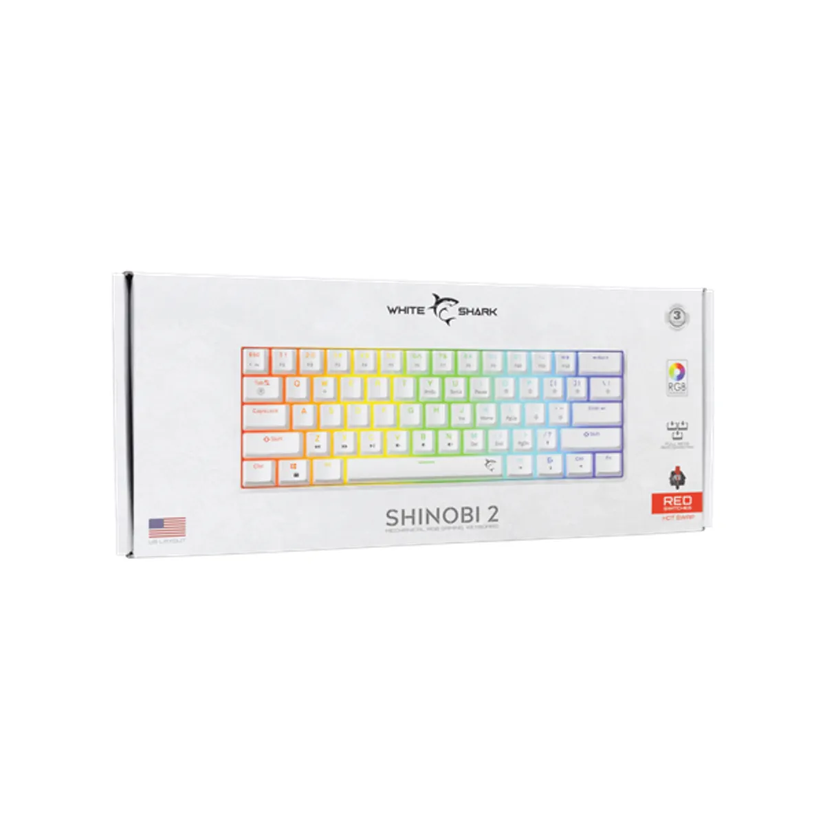 WHITESHARK WS GK-004211W/R-US mechanikus billentyűzet US USB 2.0 világítással #8