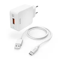 HAMA 00201626 QC 3.0 USB-C töltő szett 19,5 W 1,5 m fehér
