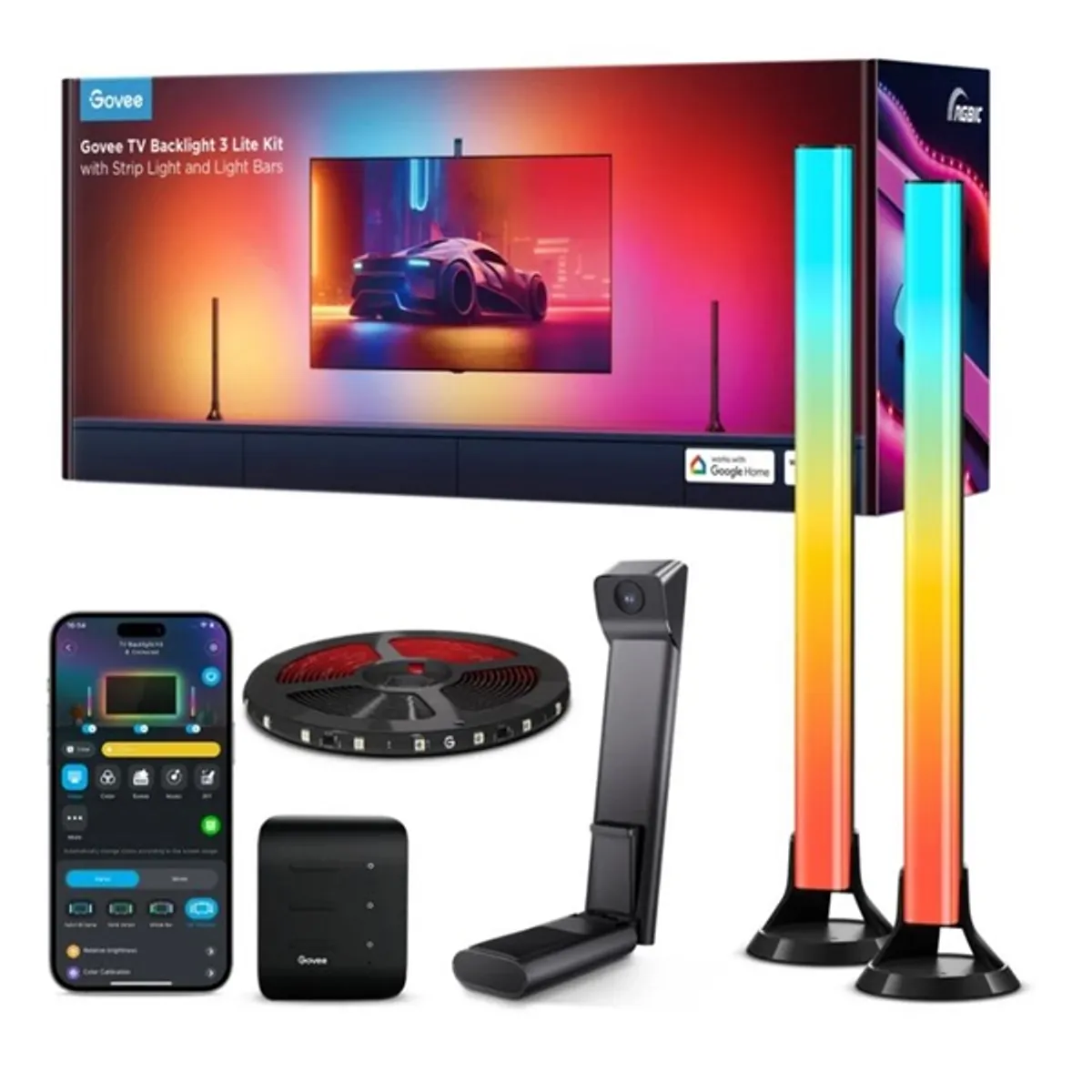 GOVEE GOVH605A TV háttérvilágítás készlet 55-65 inch 108 LED és 30 LED app vezérlődoboz hangvezérlés 2.4GHz WiFi Bluetooth 100-240V 12V 4A -10 to 40C #1