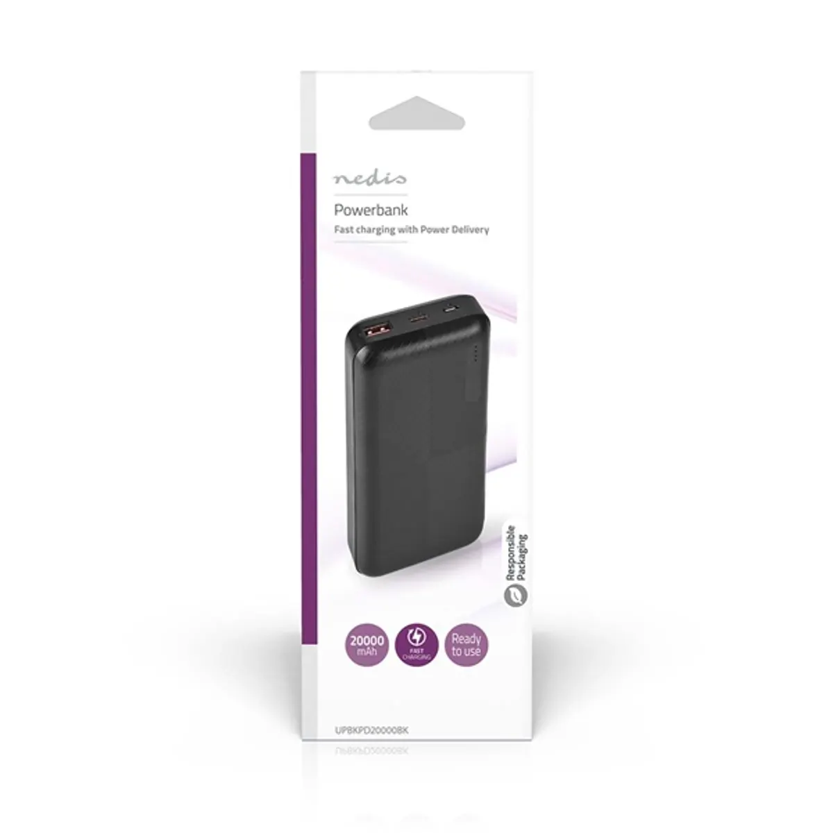 Nedis UPBKPD20000BK külső akkumulátor 20000mAh PD 2.0 18W USB-C USB-A #5