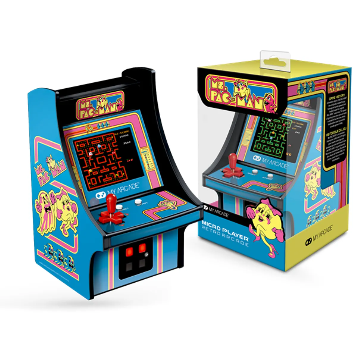 MY ARCADE DGUNL-3230 Ms. Pac-Man Micro Player 6.75" hordozható, kivehető joystick, külső hangszóró, 3,5 mm fejhallgató-csatlakozó #1