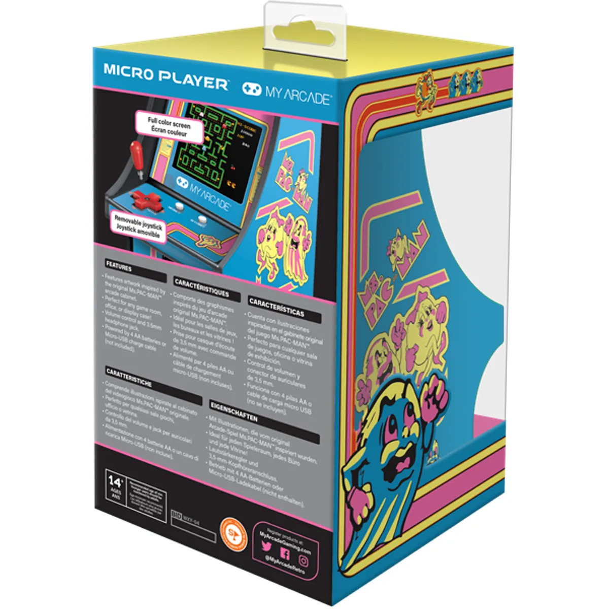 MY ARCADE DGUNL-3230 Ms. Pac-Man Micro Player 6.75" hordozható, kivehető joystick, külső hangszóró, 3,5 mm fejhallgató-csatlakozó #8