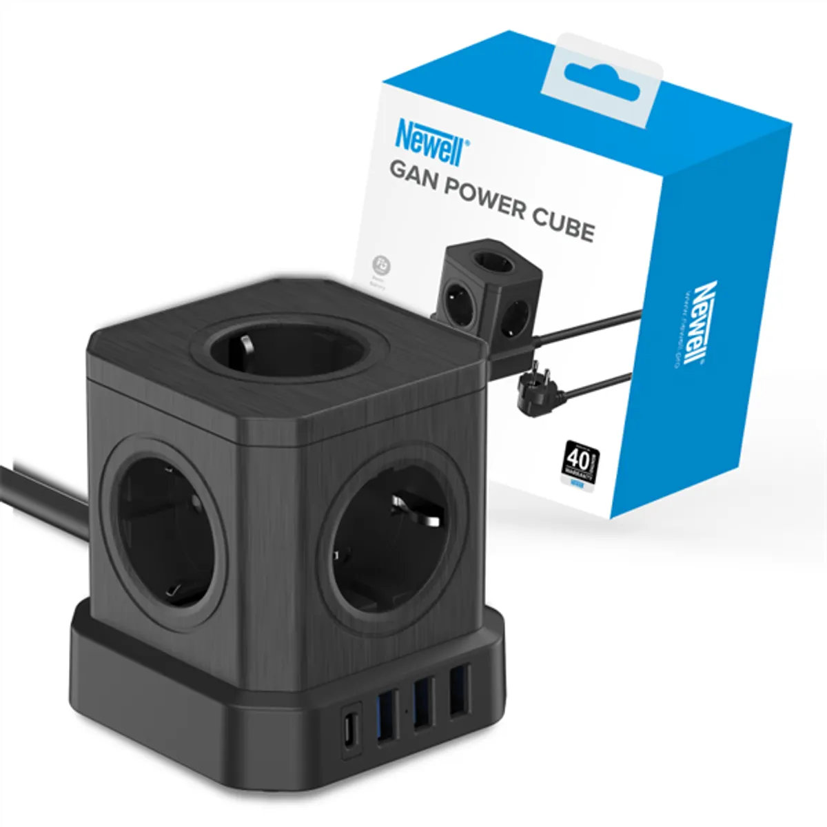 Newell NL4387 GaN power cube 9in1 5 AC aljzat 3 USB-A 1 USB-C 4000 W 1,5 m kábel #5