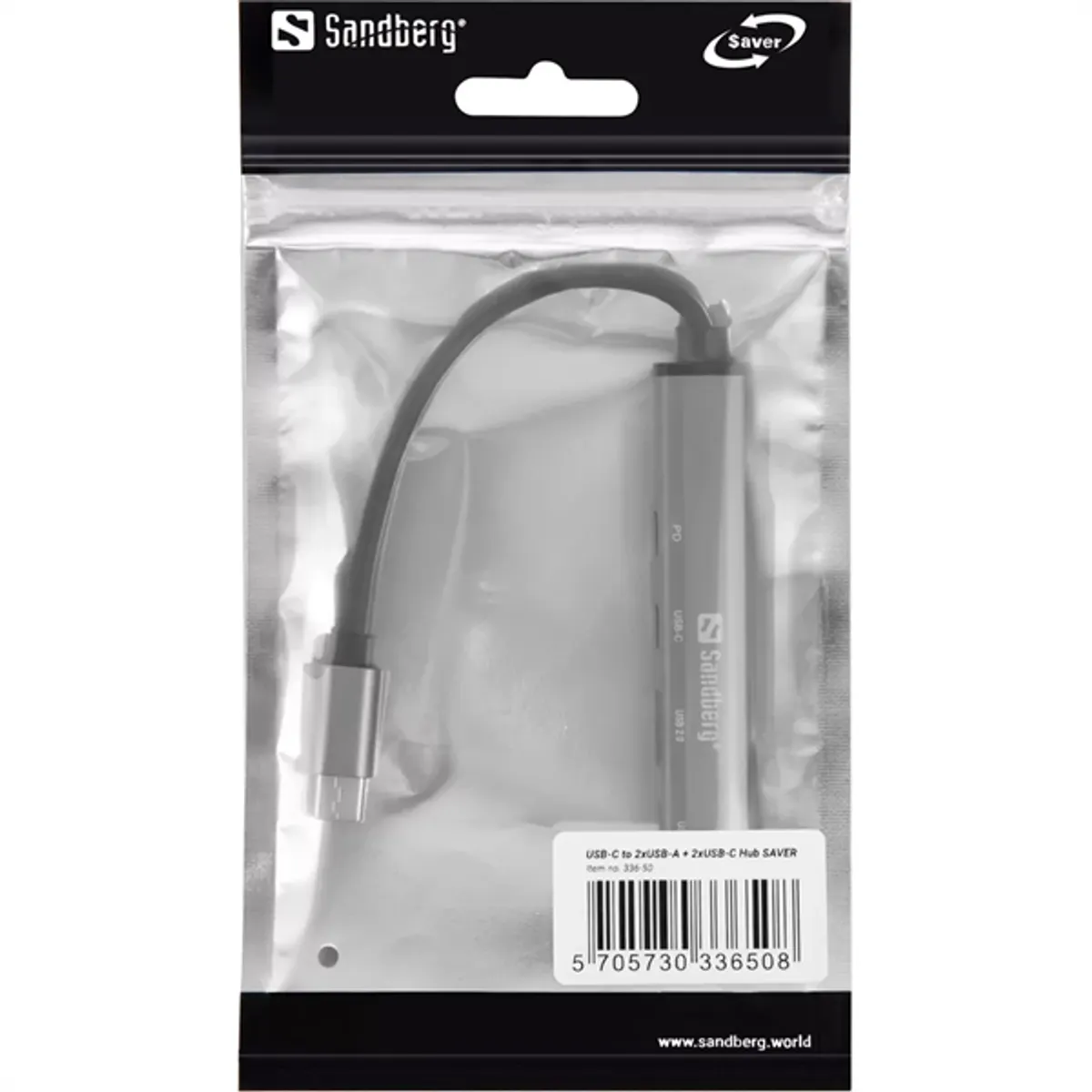 Sandberg 336-50 Saver USB-C hub 3x USB-A 2x USB-C PD65W alumínium ház #4