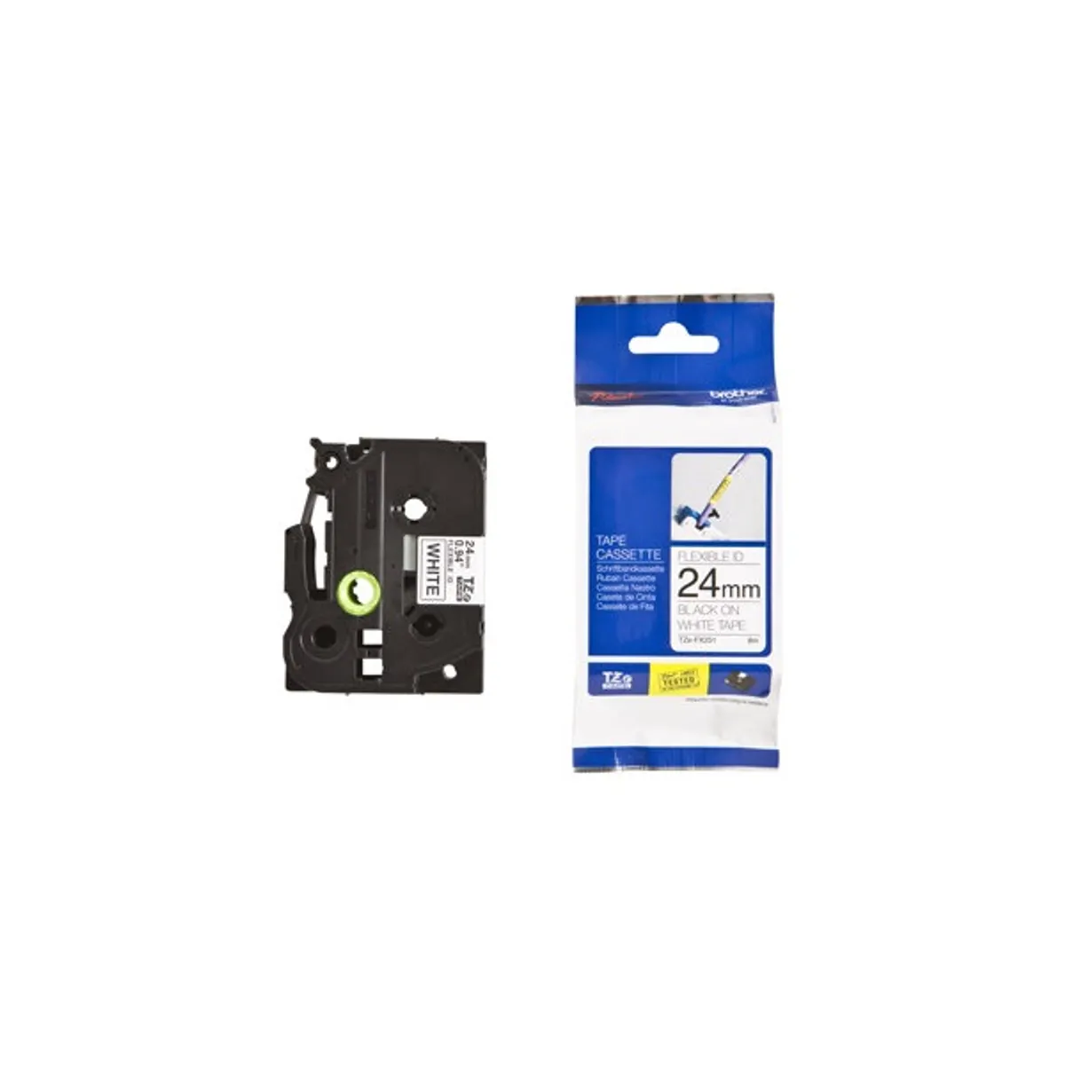 Brother TZEFX251 TZe-FX251 flexibilis laminált szalag fehér alapon fekete 24mm 8m #2