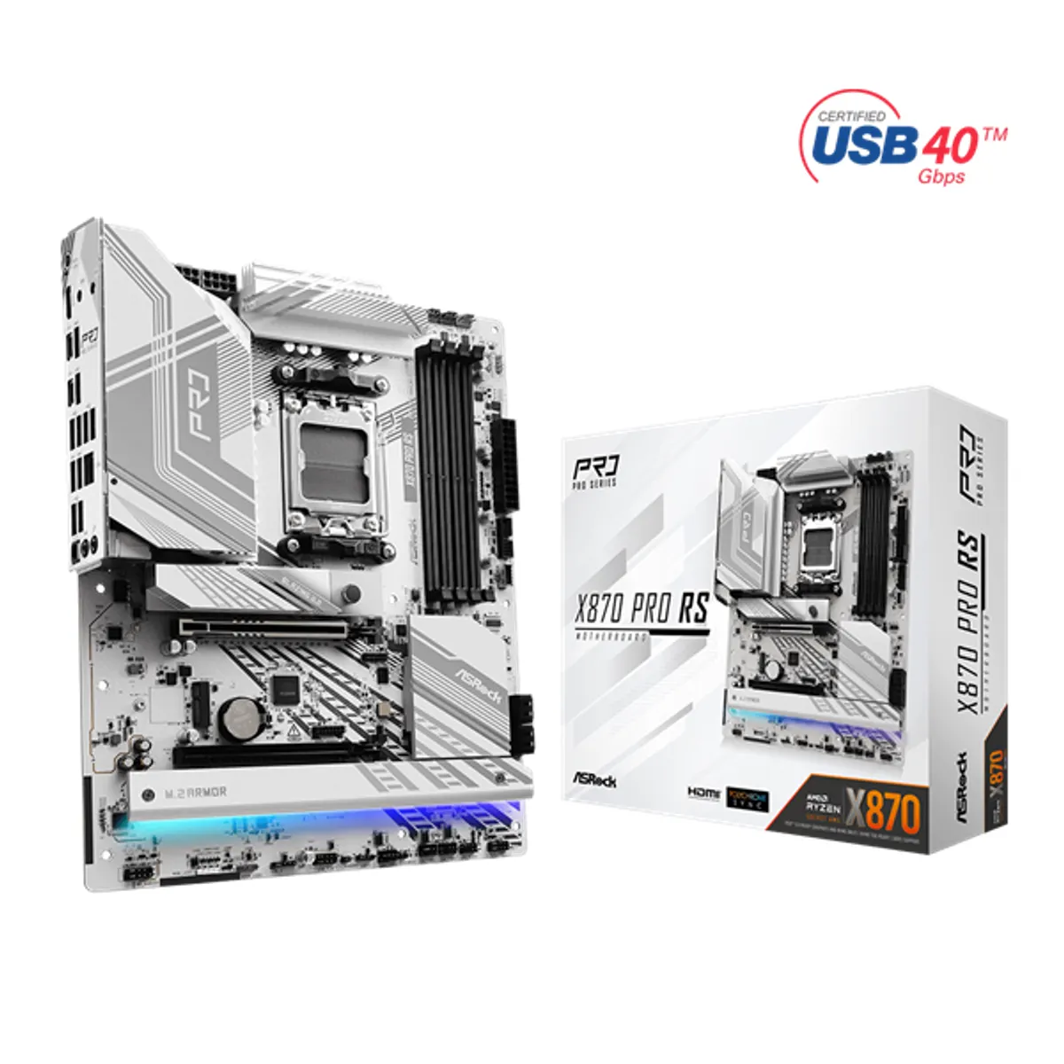 ASROCK X870 PRO RS AM5 DDR5 4x DIMM PCIe5.0 x16 HDMI 2x USB4 Type-C hátsó M.2 PCIe Gen5x4 #1