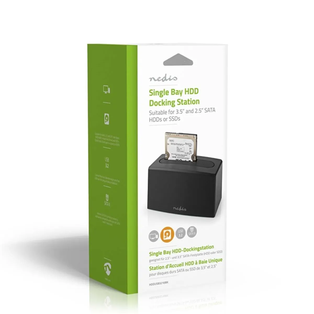 Nedis HDDUSB3210BK HDDSSD dokkoló 2 fiókos 2,5"-3,5" SATA USB 3.2 Gen1 #10
