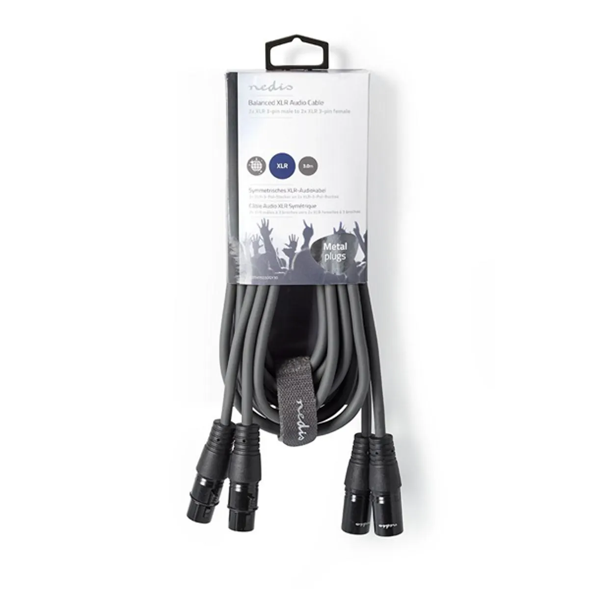NEDIS COTH15030GY30 egyensúlyozott XLR audiokábel 2x XLR-3 dugó - 2x XLR-3 aljzat, 3 m, szürke #3