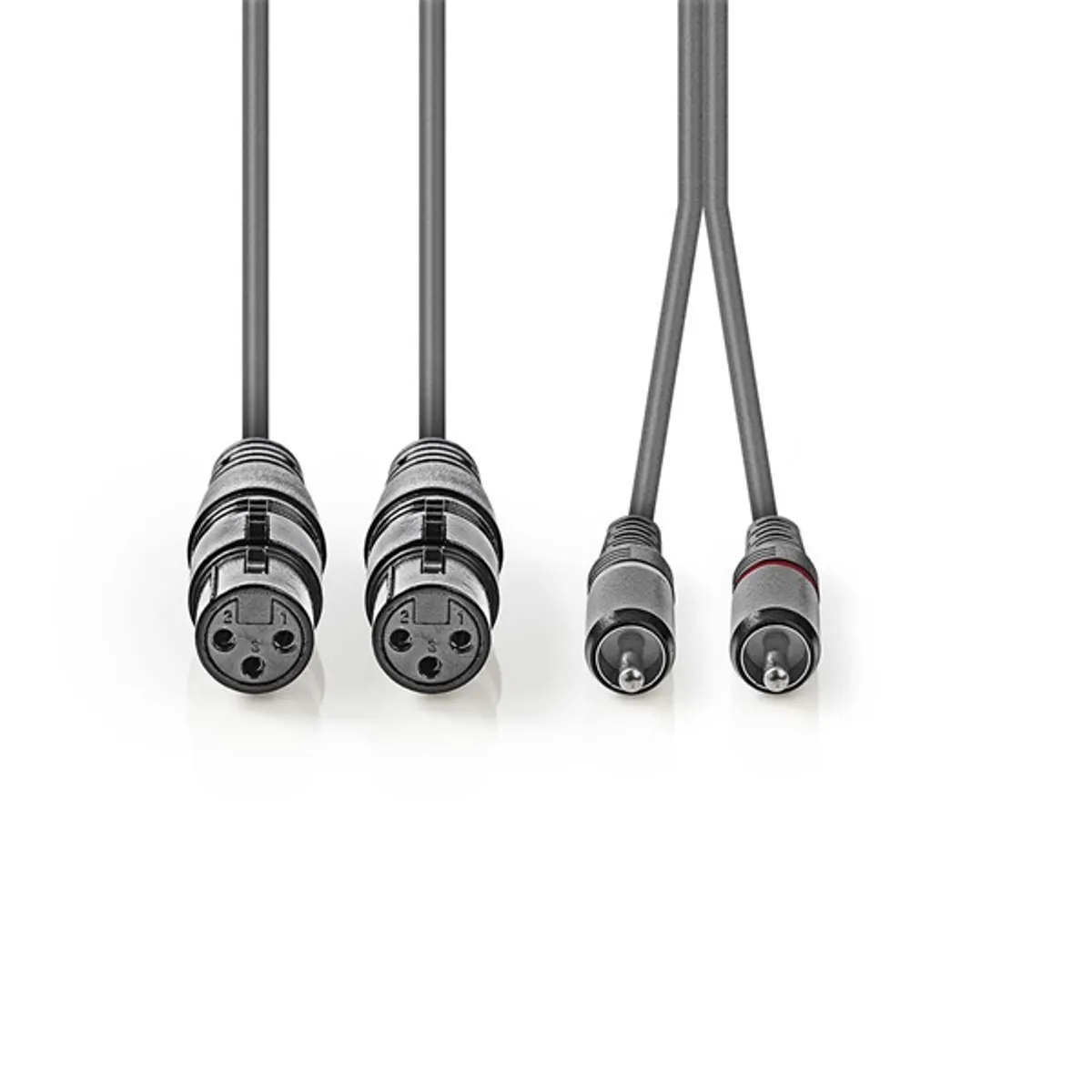 Nedis COTH15230GY15 xlr aljzat 2x - RCA dugó 2x, szimmetrikus audió kábel, 1,5m, sötét szürke #1