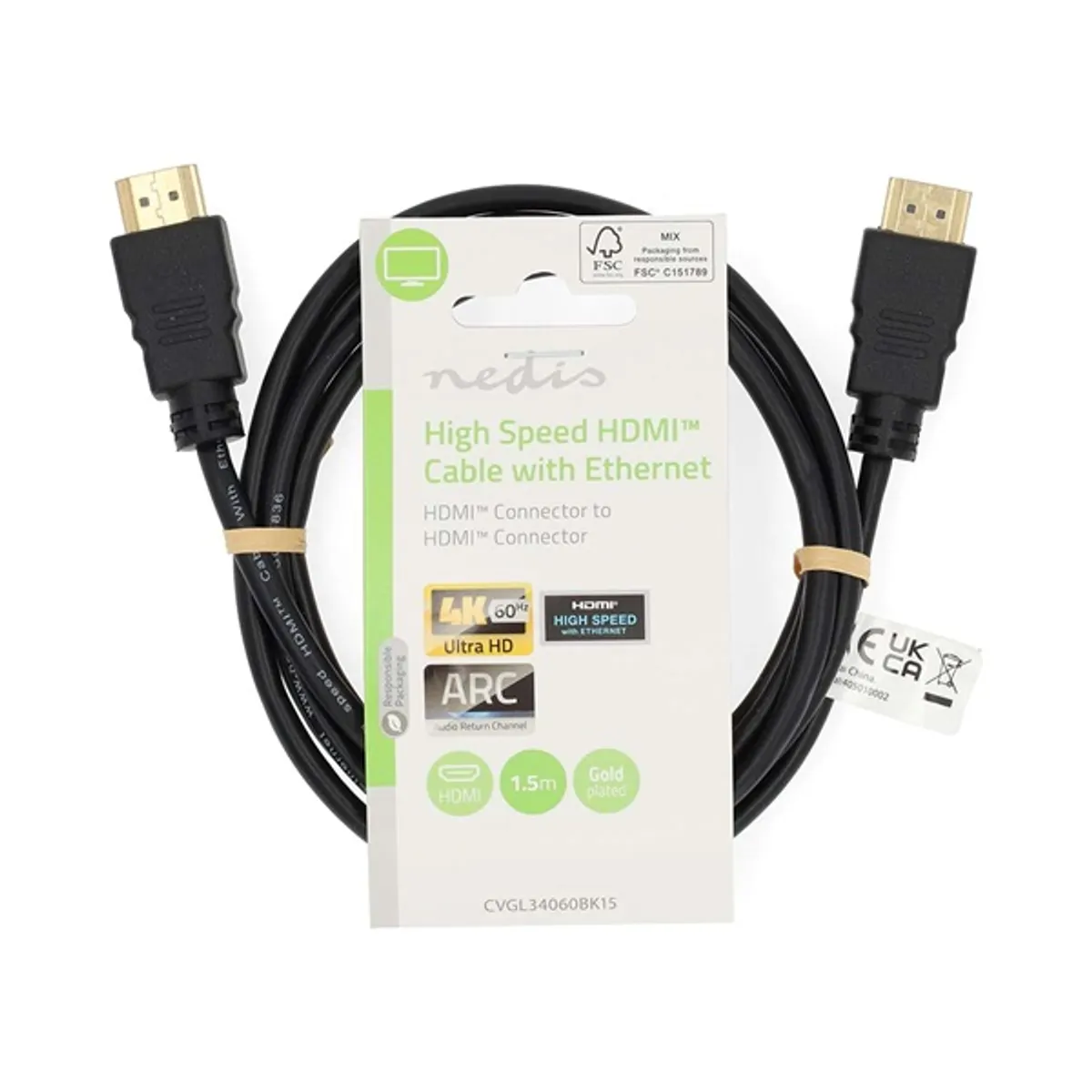 Nedis CVGL34060BK150 ultra HD HDMI kábel ARC 18 Gbps 4K60Hz hossz 15m #1