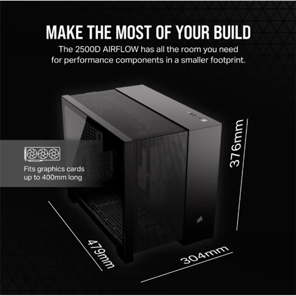 Corsair CC-9011263-WW 2500D Airflow Micro-ATX edzett üveg fekete #6