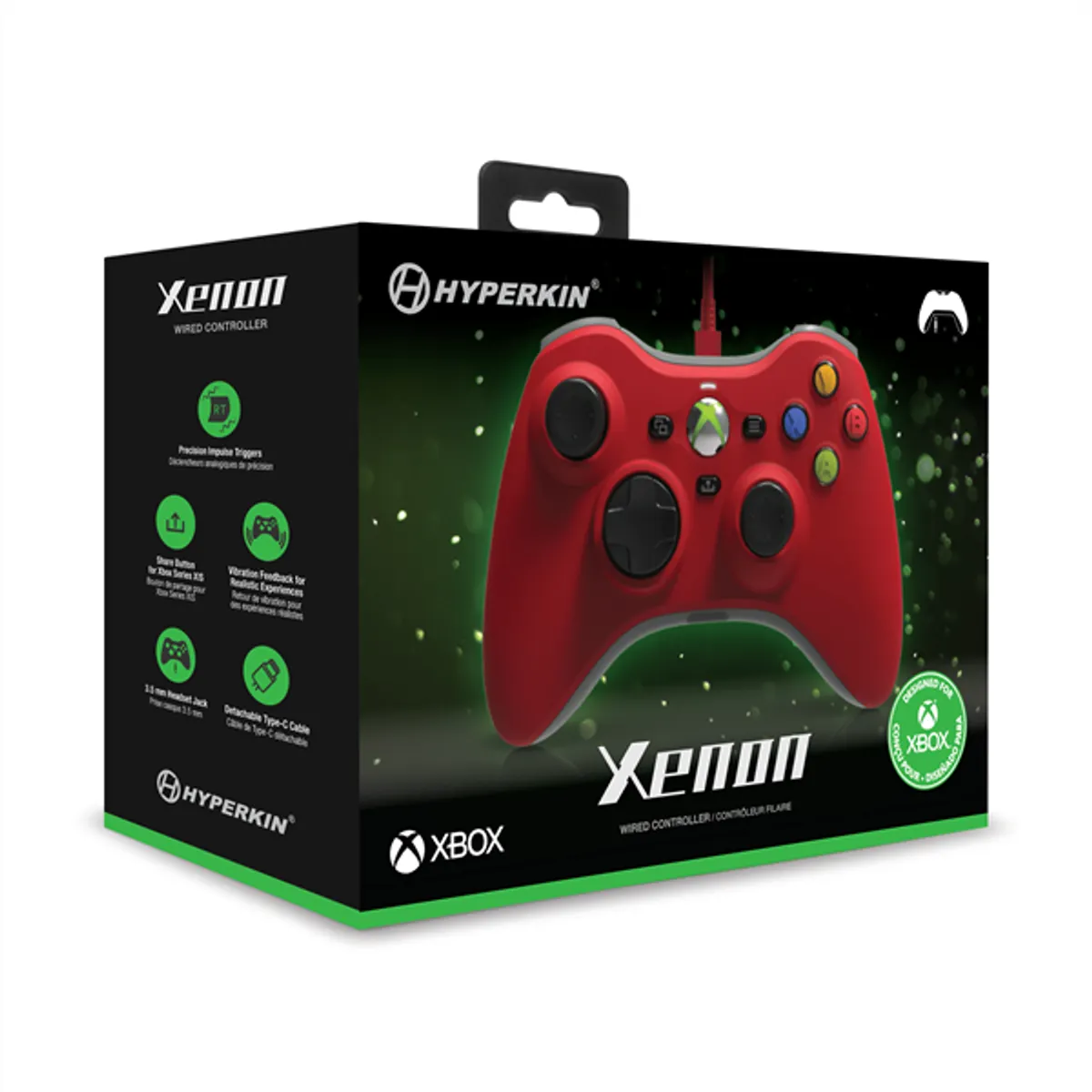 Hyperkin M01368-RD Xenon kontroller, vezetékes, piros, Xbox Series X és S, Xbox One, Windows 10 és 11, 3,5 mm jack, licencelt #2