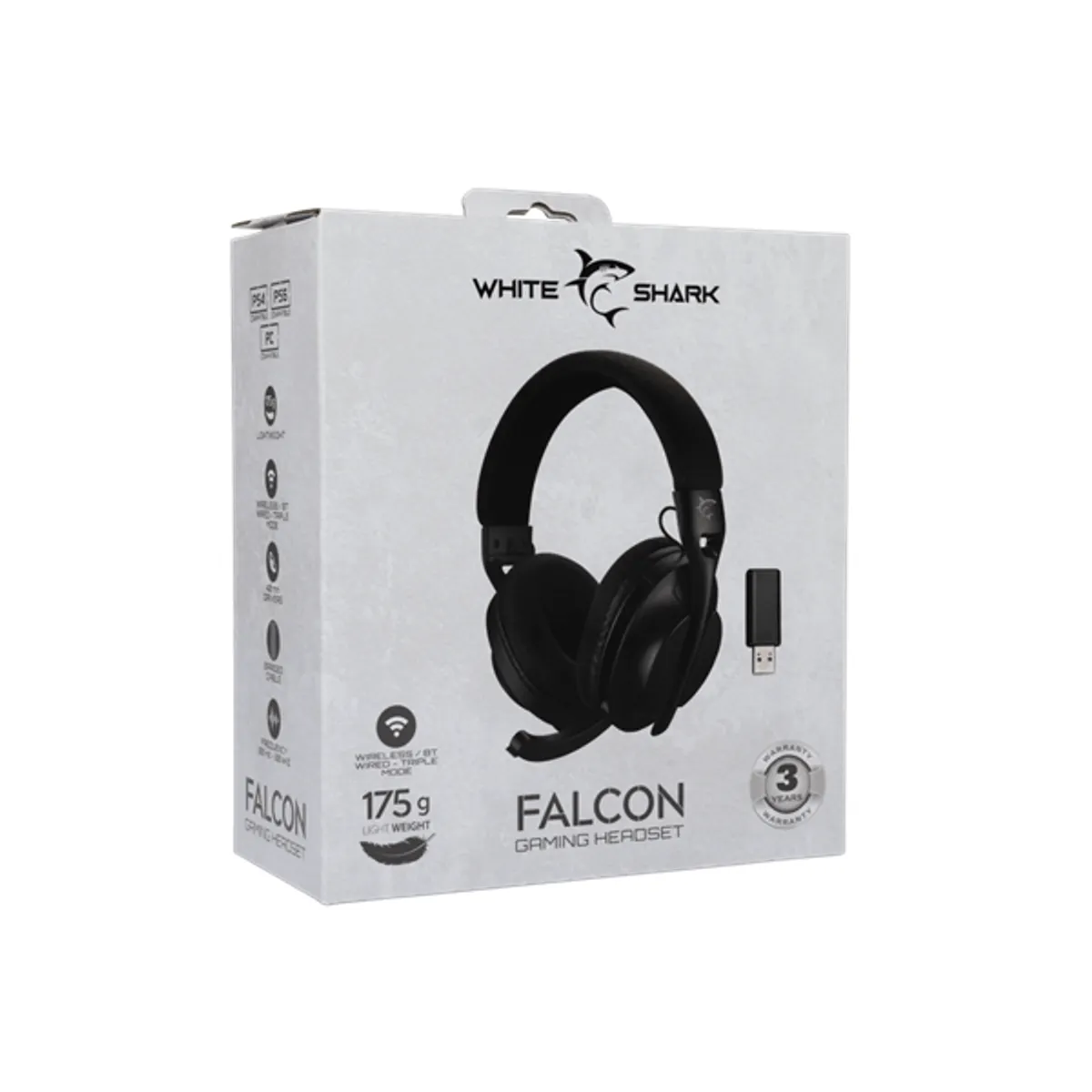 Whiteshark WS WGH-2441B vezeték nélküli fejhallgató mikrofonos stereo fekete USB-C töltésre #6