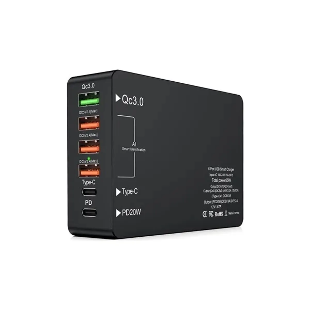 Blackbird BH1406 dokkoló töltőállomás 65W 4 USB-A 1 Type-C 1 PD 20W #1