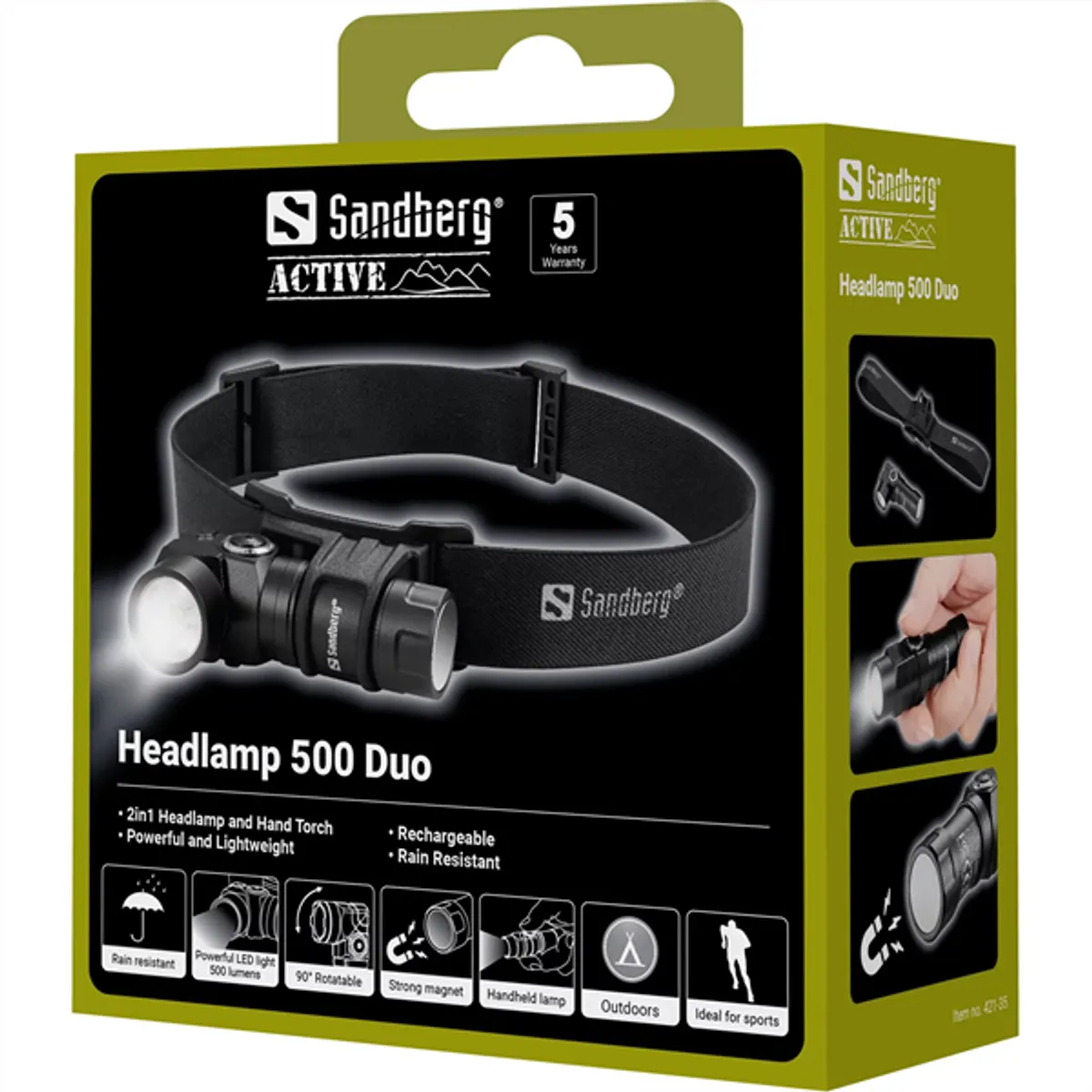 SANDBERG 421-35 fejlámpa 500 duo USB-C 700mAh 500lm IP44 6 fénymód 180 fok forgatható fej #7