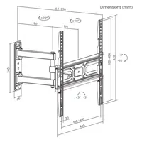 SBOX PLB-3644-2 fali konzol 32"-55", 35 kg terhelésig, VESA 100x100-400x400, dönthető, forgatható #8