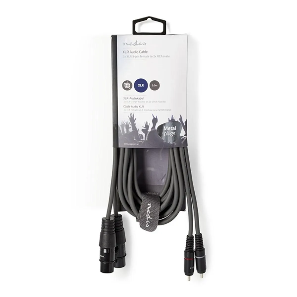 Nedis COTH15230GY30 XLR aljzat 2x RCA dugó szimmetrikus 3 m sötét szürke nikkelezett #3