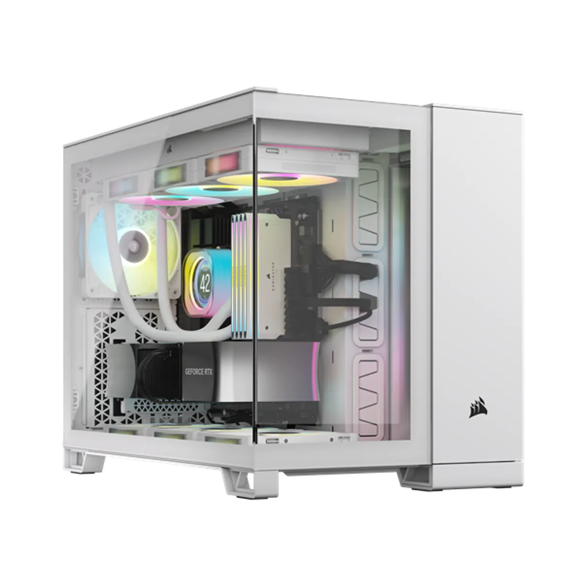 CORSAIR CC-9011268-WW 2500X Micro-ATX iCUE LINK RGB fehér edzett üveg duál kamrás #1