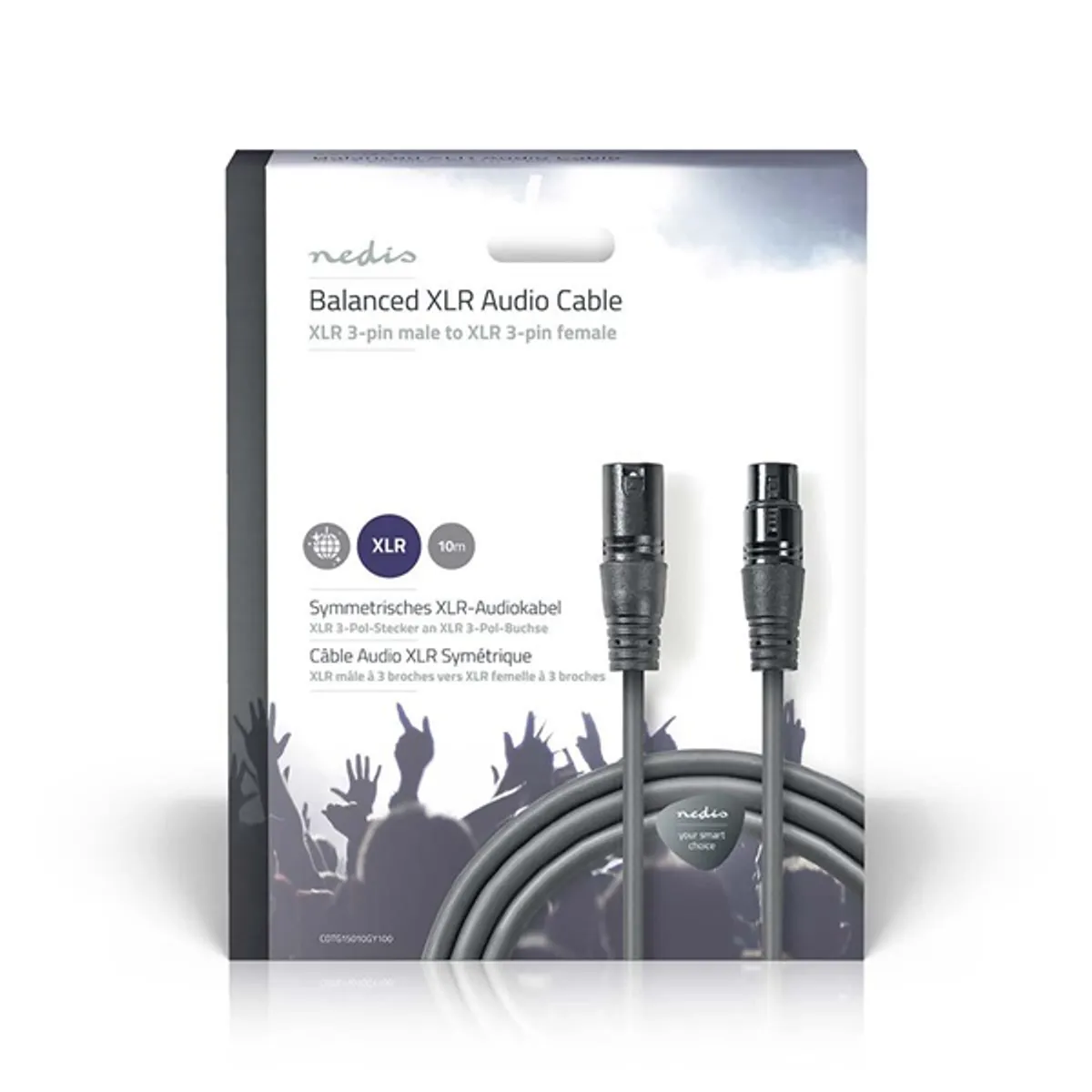 Nedis COTG15010GY100 egyensúlyozott XLR audiokábel XLR 3 tűs apa, XLR 3 tűs anya, 10 m, szürke #3