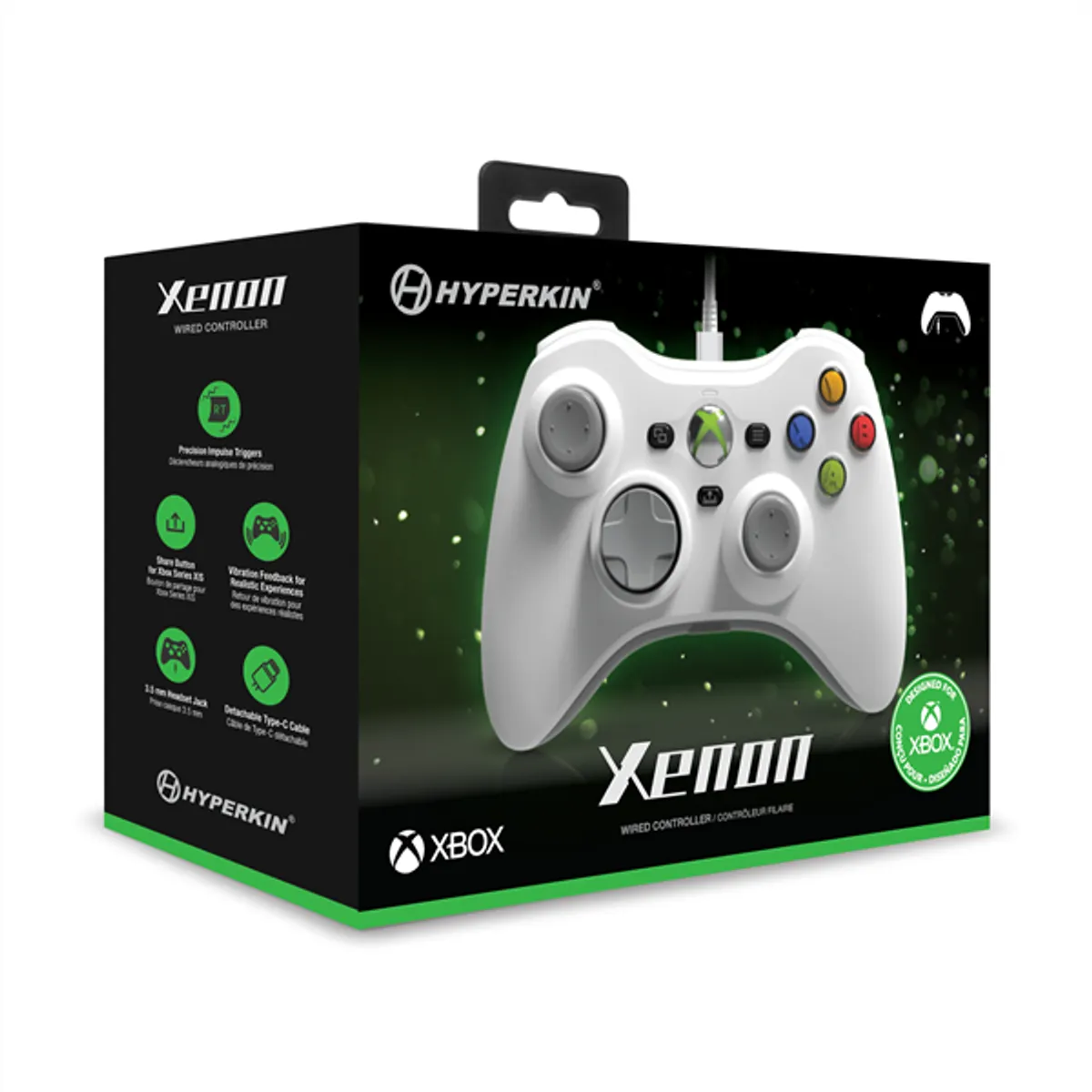 HYPERKIN M01368-WH Xenon vezetékes kontroller Xbox Series X|S, One, Windows 10 és 11, 3,5 mm fejhallgató jack, leválasztható USB-C kábel, rezgés #2