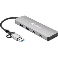 SANDBERG 136-64 USB-C és USB-A hub 2x USB-A 3.0 2x USB-C alumínium ház 5 Gbps #2